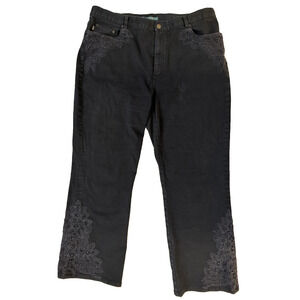 Lauren Ralph Lauren Jeans Womens 18W Black Embroidered‎ Lace Vintage Y2K